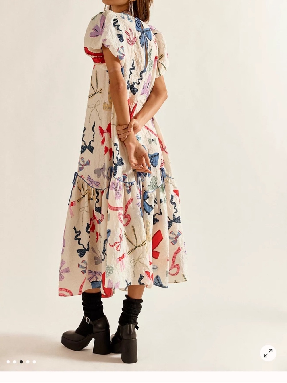 Free People Tied in a Bow Midi Dress Medium - Picture 3 of 4